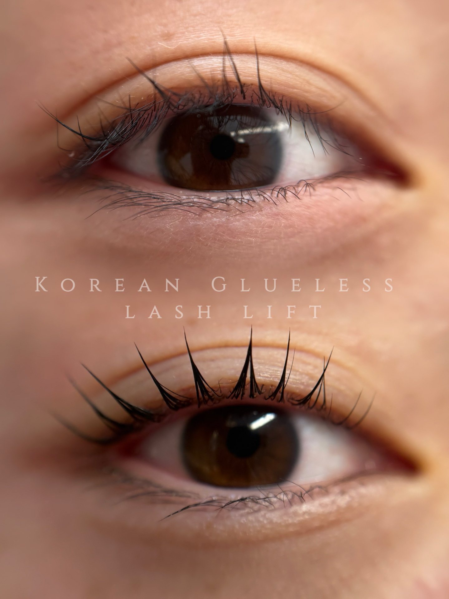 Studio Kypris Korean glueless lash lift before and after results
